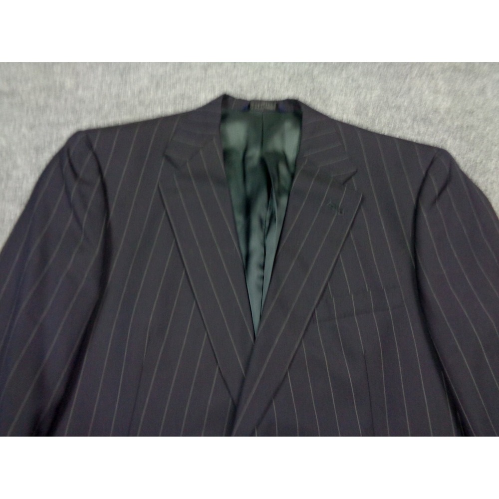 Burberry Virgin Wool Navy Blazer Size 42R Mens Jacket Pinstripe - Picture 3 of 15